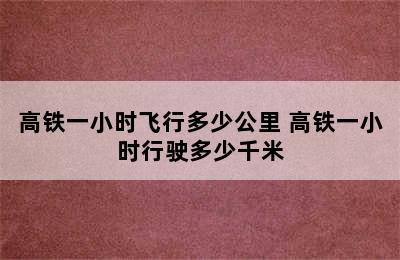 高铁一小时飞行多少公里 高铁一小时行驶多少千米